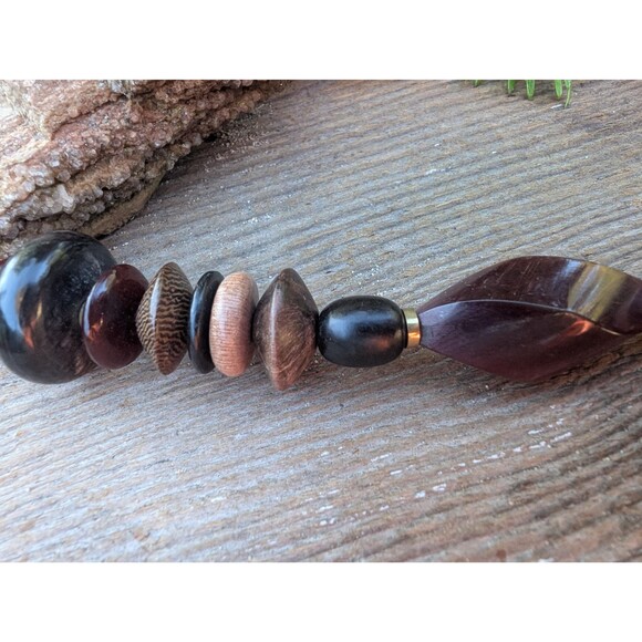 Vintage Wood Beaded Necklace: Red Chunky Necklace - Picture 13 of 16